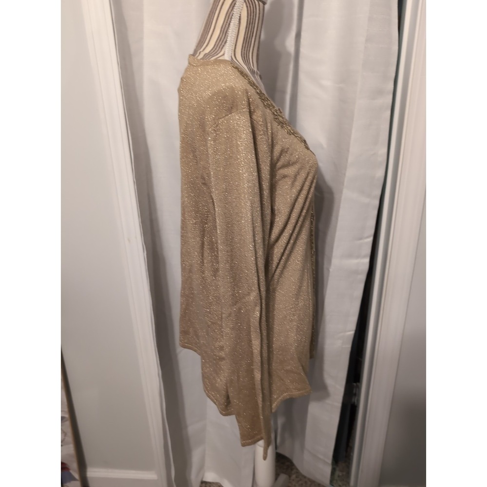 NWT Vintage Jaclyn Smith Gold Shimmer Hand Beaded Cardigan Sweater Size XL - Picture 6 of 13